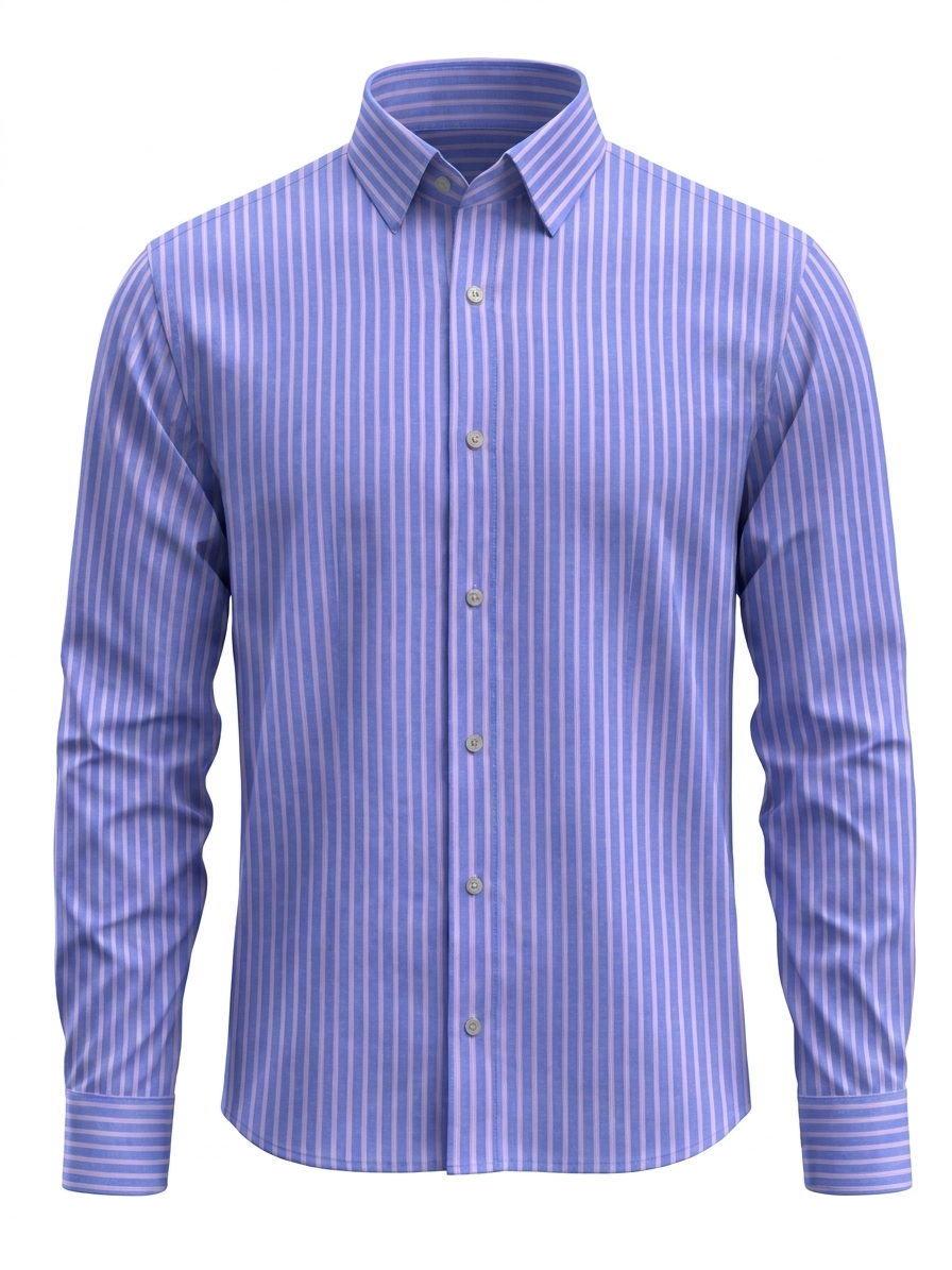 B&S Linen Stripe White N Lite Blue
