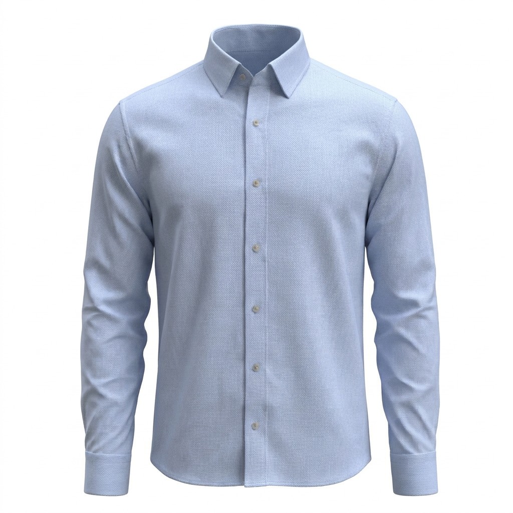 B&S Shirting Basket Weave Light Blue